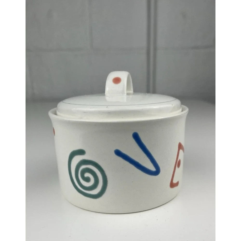 Mikasa Studio Craft CAD 94 Acrylics Sugar Bowl 90s Y2K Memphis Post Modern Swirl